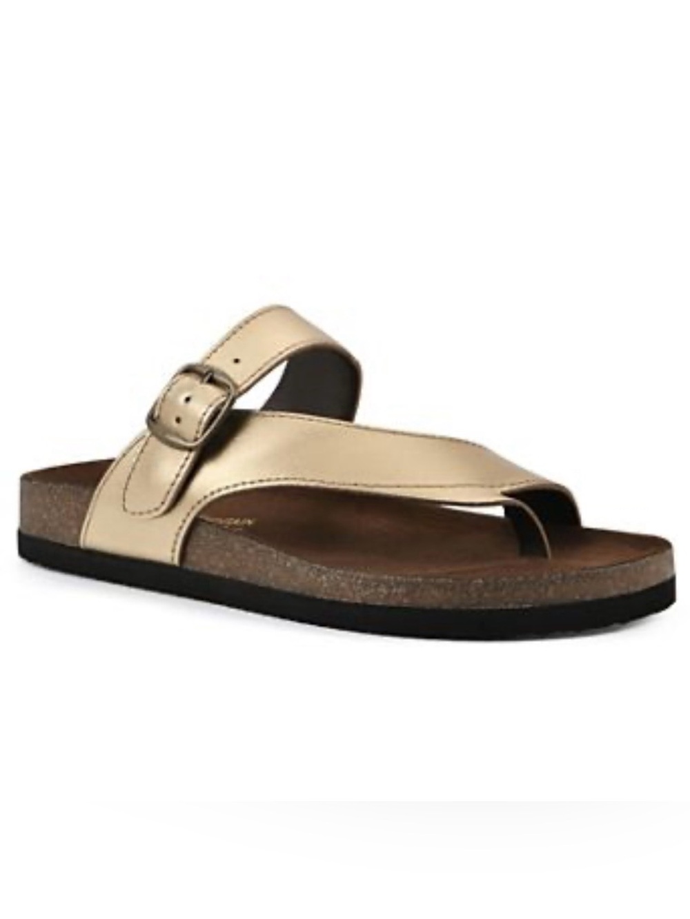 NEW White Mountain Footbeds Carly Leather  Thong Sandal Antique Gold Size 10